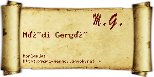 Mádi Gergő névjegykártya